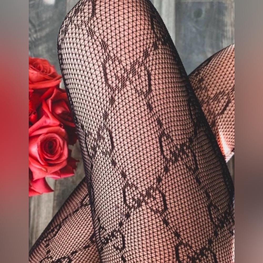 GG stockings patterned Sheer tights fishnet GG logo